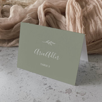 Minimal Leaf | Sage Green Guest Name Place Cards by FreshAndYummy at Zazzle