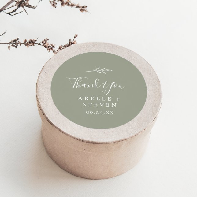 Minimal Leaf | Sage Green Thank You Favor Sticker (Creator Uploaded)