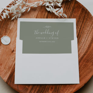 Minimal Leaf   Sage Green Wedding Envelope Liner