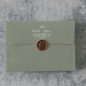 Minimal Leaf | Sage Green Wedding Invitation Envelope