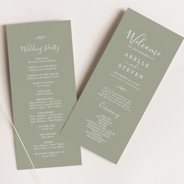 Minimal Leaf | Sage Green Wedding Program (Creator Uploaded)