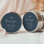 Minimal Leaf | Slate Blue Thank You Favor Sticker<br><div class="desc">These minimal leaf slate blue thank you wedding favor stickers are perfect for an elegant wedding reception. The design features a simple greenery silhouette in a dark gray blue with classic minimalist style. Personalize the sticker labels with your names, the event (if applicable), and the date. These stickers can be...</div>
