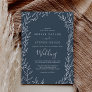 Minimal Leaf | Slate Blue Wedding Invitation