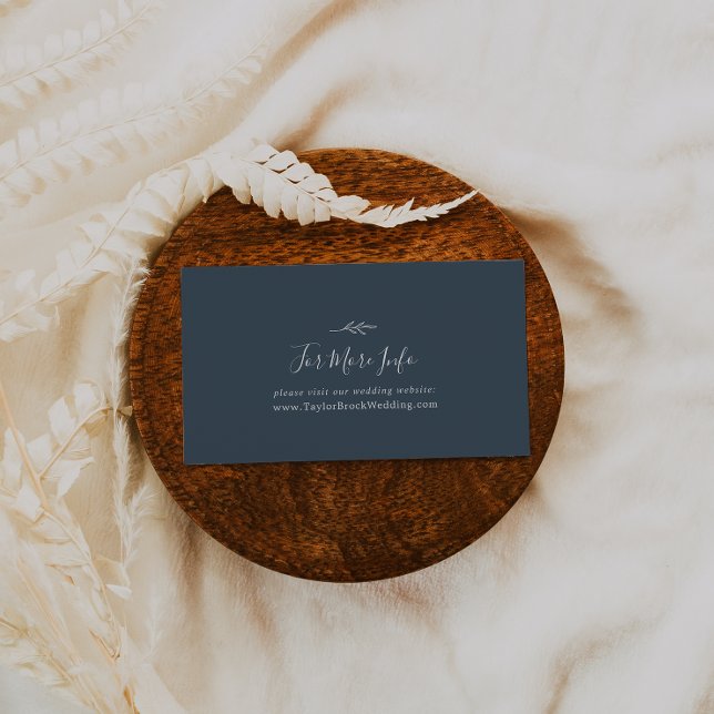 Minimal Leaf | Slate Blue Wedding Website Enclosure Card (Creator Uploaded)