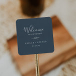 Minimal Leaf | Slate Blue Wedding Welcome Square Sticker<br><div class="desc">These minimal leaf slate blue wedding welcome stickers are perfect for an elegant wedding. The design features a simple greenery silhouette in a dark gray blue with classic minimalist style. Personalize these stickers with the location of your wedding, names, and wedding date. These labels are perfect for destination weddings and...</div>