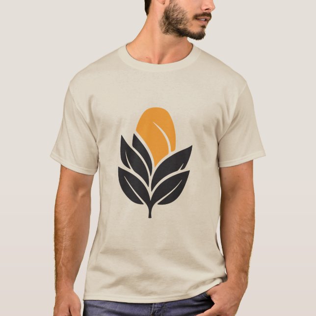 Minimal Leaf Sun Nature Growth Eco Friendly Tee (Front)