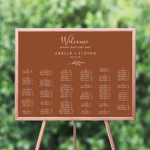 Minimal Leaf Terracotta Alphabetical Seating Chart