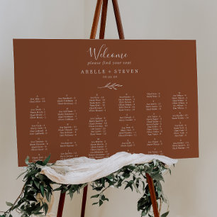 Minimal Leaf Terracotta Alphabetical Seating Chart Foam Board