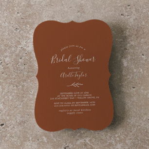Minimal Leaf Terracotta Bridal Shower Invitation