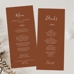 Minimal Leaf   Terracotta Dinner and Drinks Menu