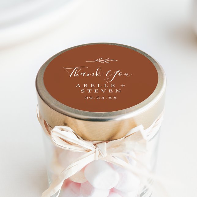 Minimal Leaf | Terracotta Thank You Favor Sticker (Creator Uploaded)