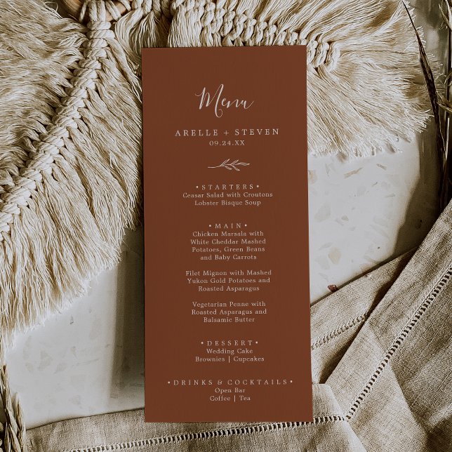 Minimal Leaf | Terracotta Wedding Dinner Menu (Creator Uploaded)