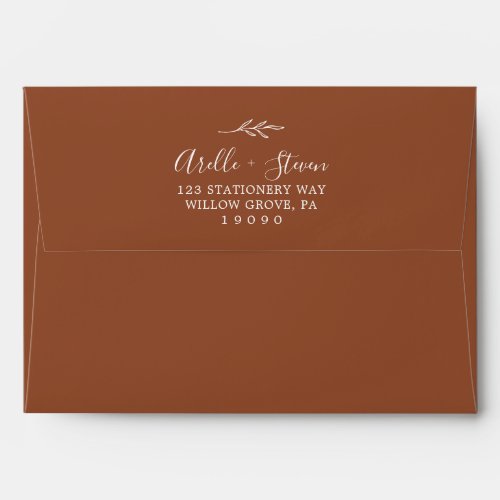 Minimal Leaf  Terracotta Wedding Invitation Envelope