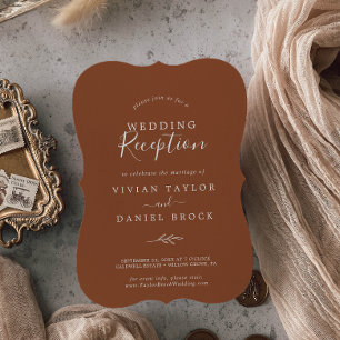Minimal Leaf Terracotta Wedding Reception Invitation