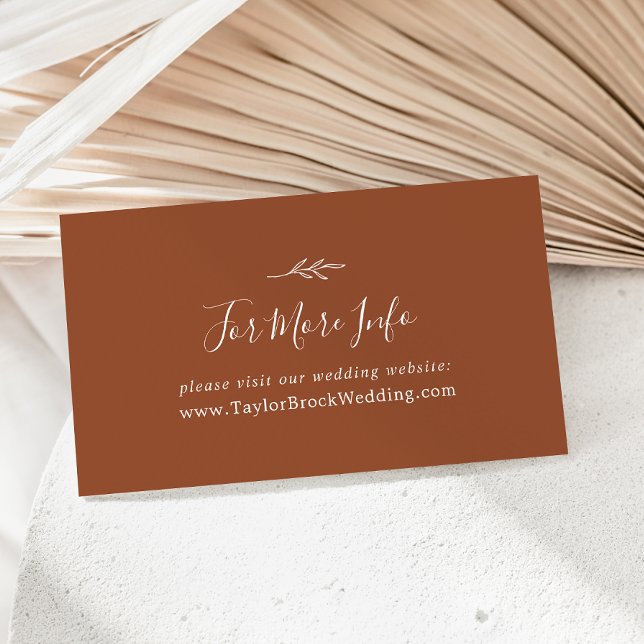 Minimal Leaf | Terracotta Wedding Website Enclosure Card (Creator Uploaded)