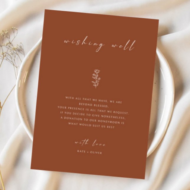 Minimal Leaf Terracotta Wedding Wishing Well Card (Creator Uploaded)