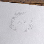 Minimal Leaf Wreath Wedding Initials Monogram  Embosser<br><div class="desc">This minimal leaf wreath wedding initials monogram embosser is perfect for an elegant wedding. The design features a simple greenery silhouette with classic minimalist style. Personalize with the initials of the bride and groom.</div>