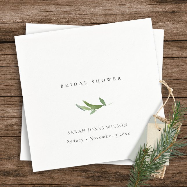 Minimal Leafy Foliage Greenery Bridal Shower Napkins (Creator Uploaded)