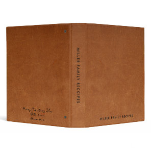 Minimal Leather Family Recipe Christmas Message 3 Ring Binder
