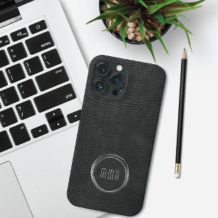 Minimal Leather Look Silver Rings iPhone 13 Pro Max Case