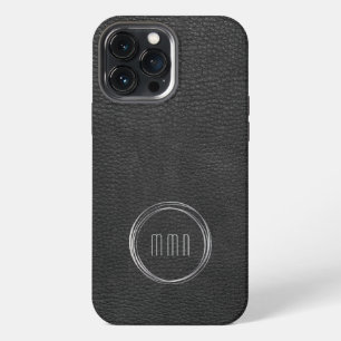 Minimal Leather Look Silver Rings iPhone 13 Pro Max Case