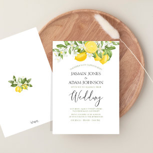 Minimal Lemon and Greenery Summer Wedding Invitation