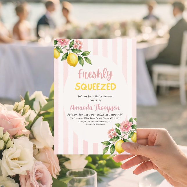 Minimal Lemon Baby Shower Freshly Squeezed Modern  Invitation (Creator Uploaded)