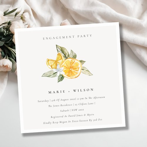 Minimal Lemon Boho Botanical Engagement Invite