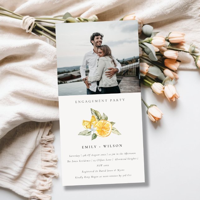 Minimal Lemon Boho Fauna Photo Engagement Invite (Creator Uploaded)