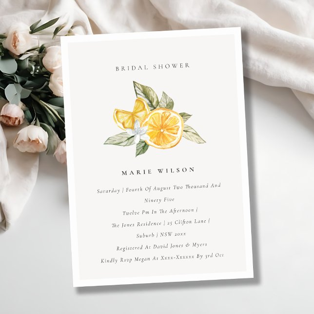 Minimal Lemon Botanical Boho Bridal Shower Invite (Creator Uploaded)