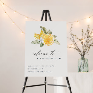 Minimal Lemon Botanical Boho Engagement Welcome Foam Board