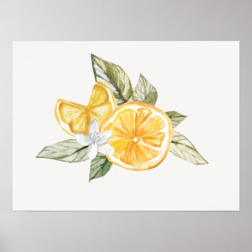 Minimal Lemon Botanical Boho Fauna  Poster