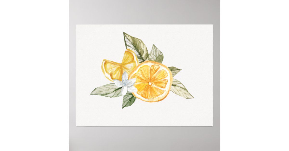 Minimal Lemon Botanical Boho Fauna Poster | Zazzle