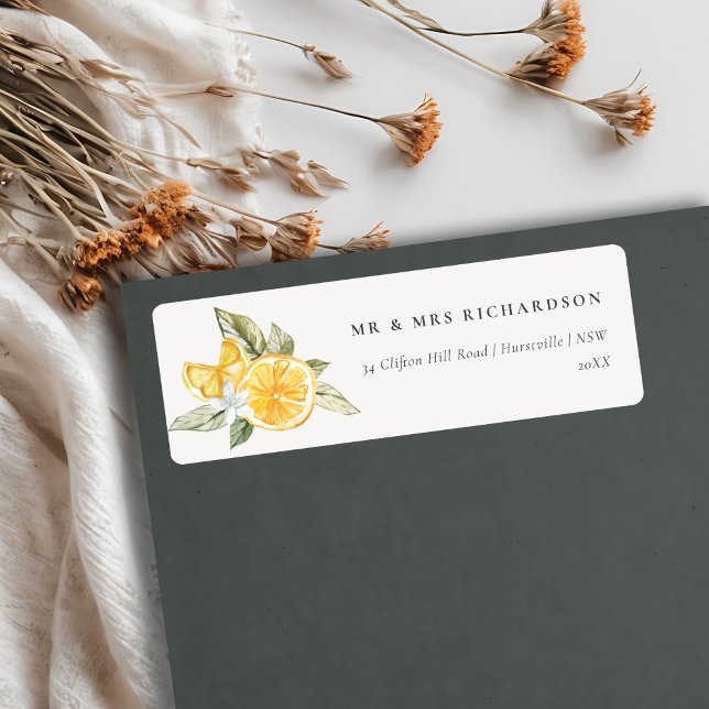 Minimal Lemon Botanical Boho Foliage Address Label (Creator Uploaded)