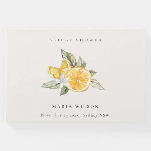 Minimal Lemon Botanical Boho Foliage Bridal Shower Guest Book