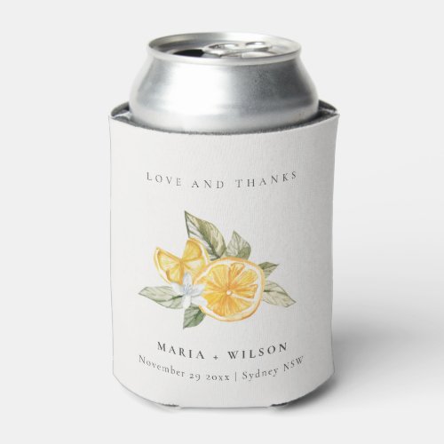 Minimal Lemon Botanical Boho Love Thanks Wedding Can Cooler