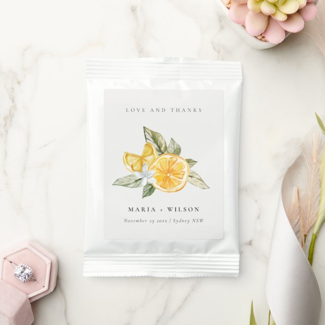 Minimal Lemon Botanical Boho Love Thanks Wedding Lemonade Drink Mix (Wedding)
