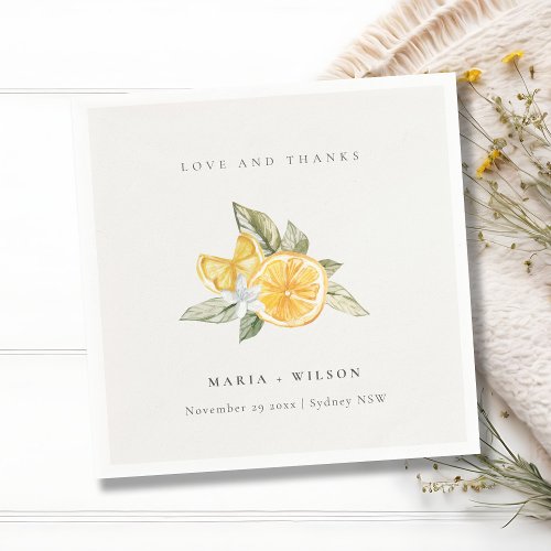 Minimal Lemon Botanical Boho Love Thanks Wedding Napkins