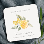 Minimal Lemon Botanical Boho Love Thanks Wedding Square Paper Coaster<br><div class="desc">If you need any further customisation please feel free to message me on yellowfebstudio@gmail.com.</div>