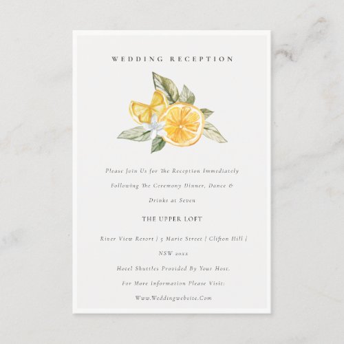 Minimal Lemon Botanical Boho Wedding Reception Enclosure Card