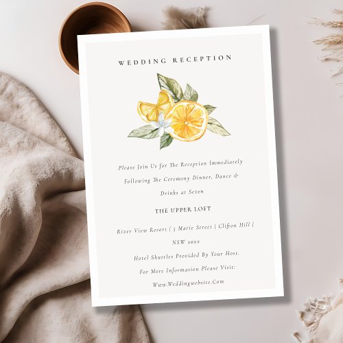 Minimal Lemon Botanical Boho Wedding Reception Enclosure Card