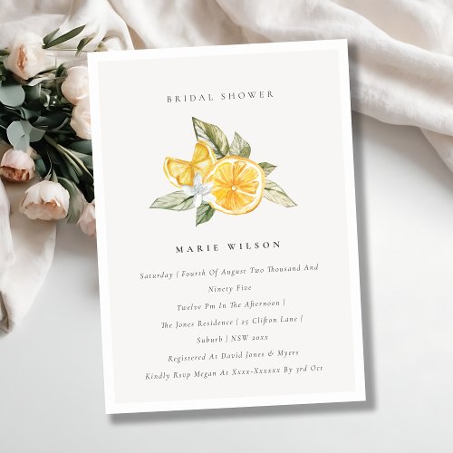 Minimal Lemon Botanical Bridal Shower Invite