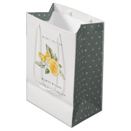 Minimal Lemon Botanical Leafy Boho Baby Shower Medium Gift Bag