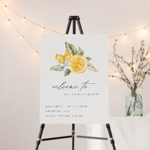 Minimal Lemon Foliage Boho Couples Shower Welcome Foam Board