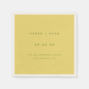 Minimal Lemon Yellow Wedding Bride Groom Names Napkins