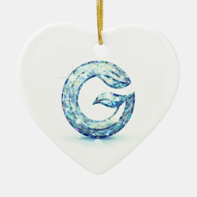 Minimal Letter G Button | Modern Initial Badge  Ceramic Ornament (Front)