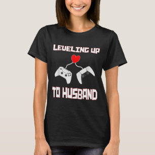 Minimal Leveling Up Husband Groom Gamer T-Shirt