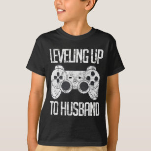 Minimal Leveling Up Husband Groom Gamer T-Shirt
