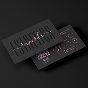 Minimal Licensed Esthetician Aesthetic Black Pink Loyalty Card