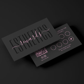 Minimal Licensed Esthetician Aesthetic Black Pink Loyalty Card